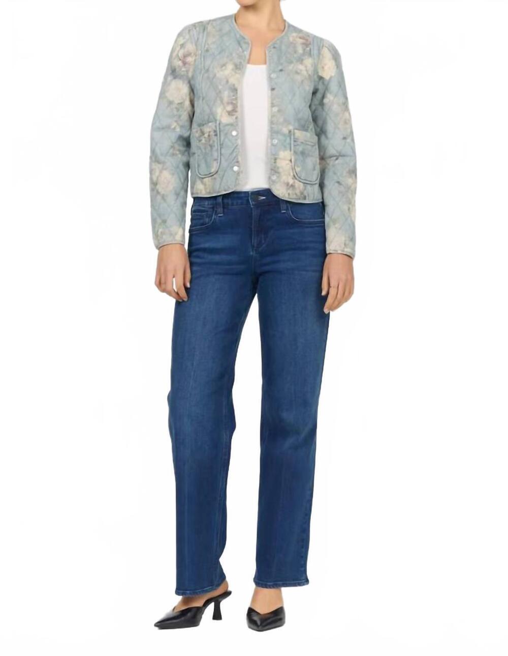NEW DEAR JOHN DENIM kit floral quilted denim jacket in sea glass garden